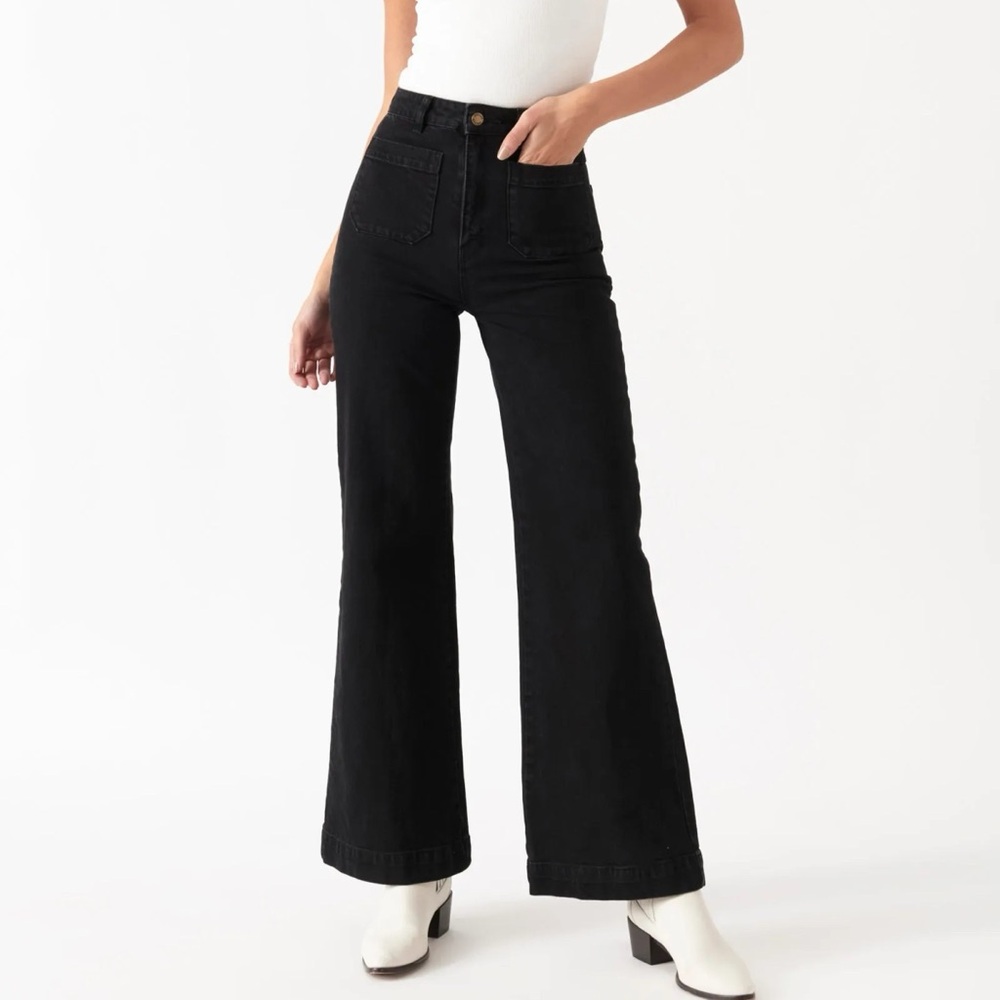 Rolla’s High Rise Wide Leg Sailor Jeans Black